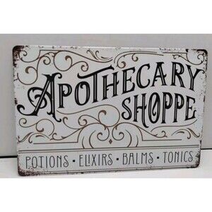 Tin Sign-Apothecary Shoppe Potions-Elixirs-Balms-Tonics -Funny- Novelty